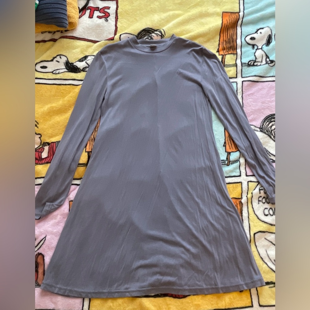 Gray Mauve Long Sleeve Mock Neck Dress